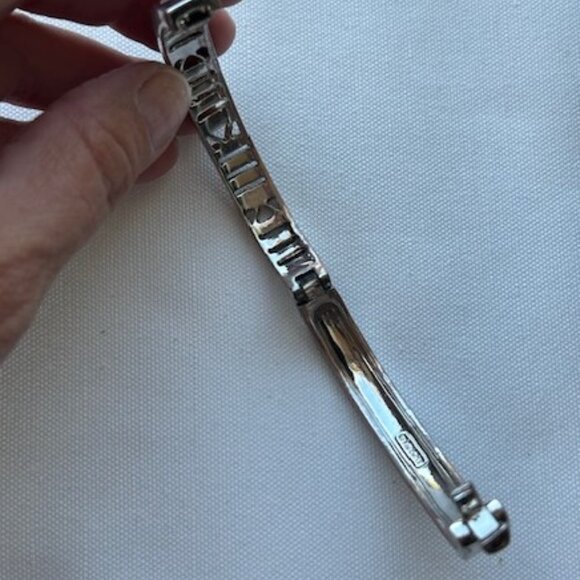 GIVENCHY Silver Rhinestone Art Deco Hinged BRACELET - Picture 7 of 9